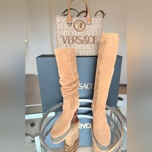 Michael Kors Camel Suede Knee-High Boots Slouch Boots